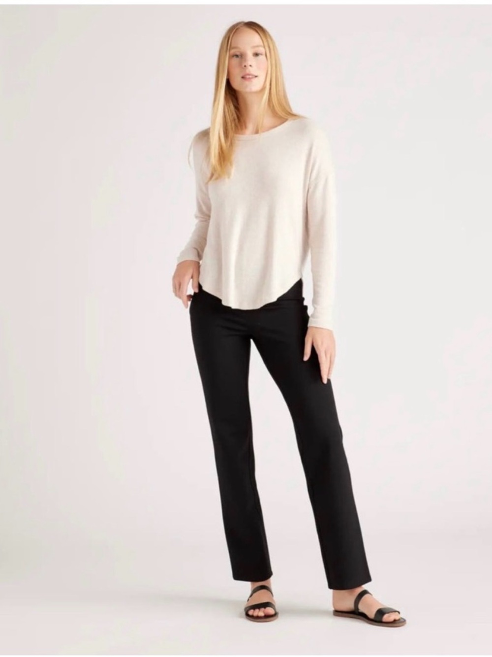 Quince Black Straight-Leg Pants